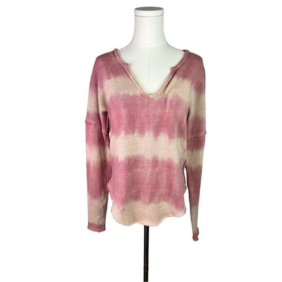 We The Free sweater women’s size Small pink tan stripe cotton blend long sleeve - Picture 1 of 8